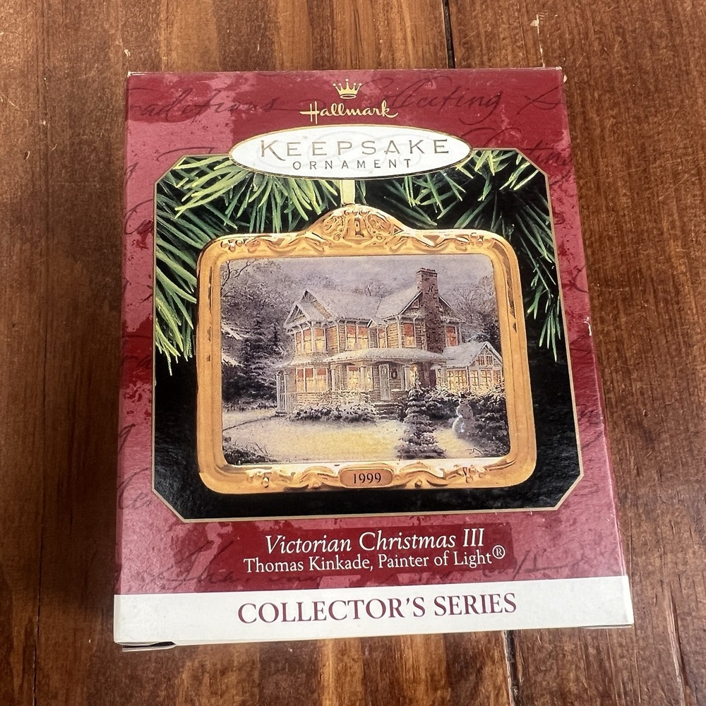 1999 Hallmark Thomas Kinkade Victorian Christmas III Keepsake Ornament Ceramic